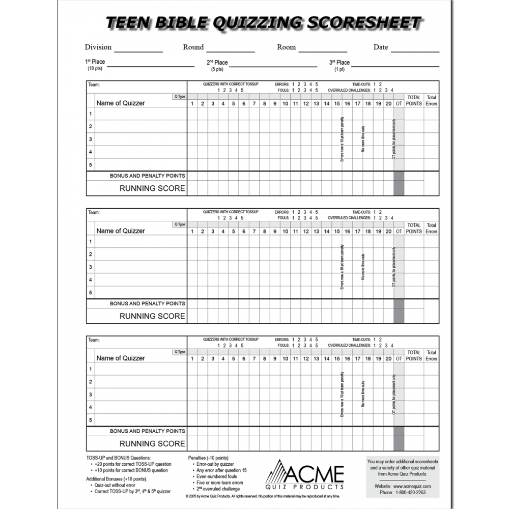 Scoresheets