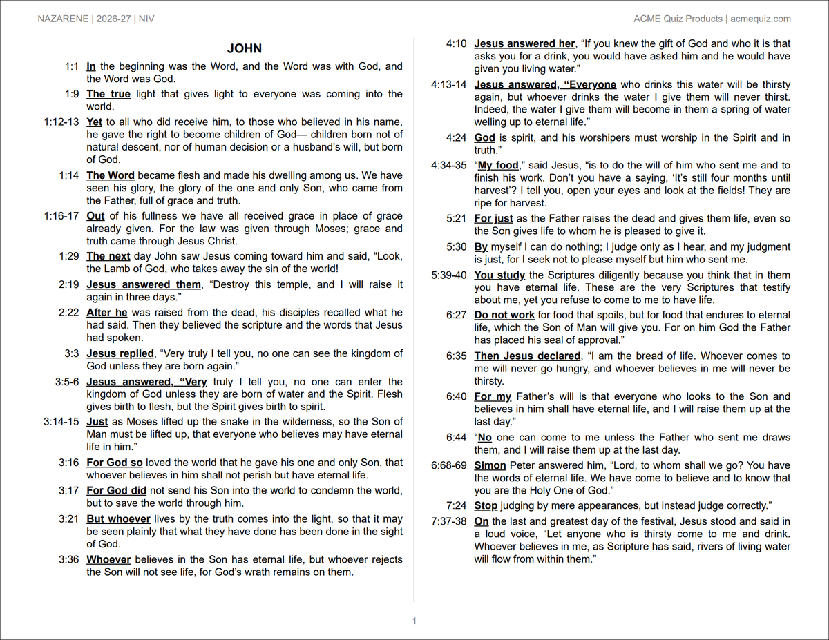 JOHN Quote Sheets